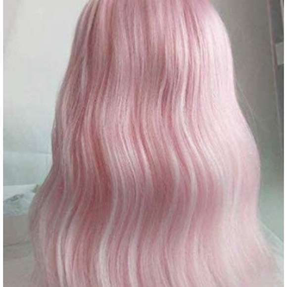14" Pink Curly Wavy Wigs with Bangs - Picture 3 of 4